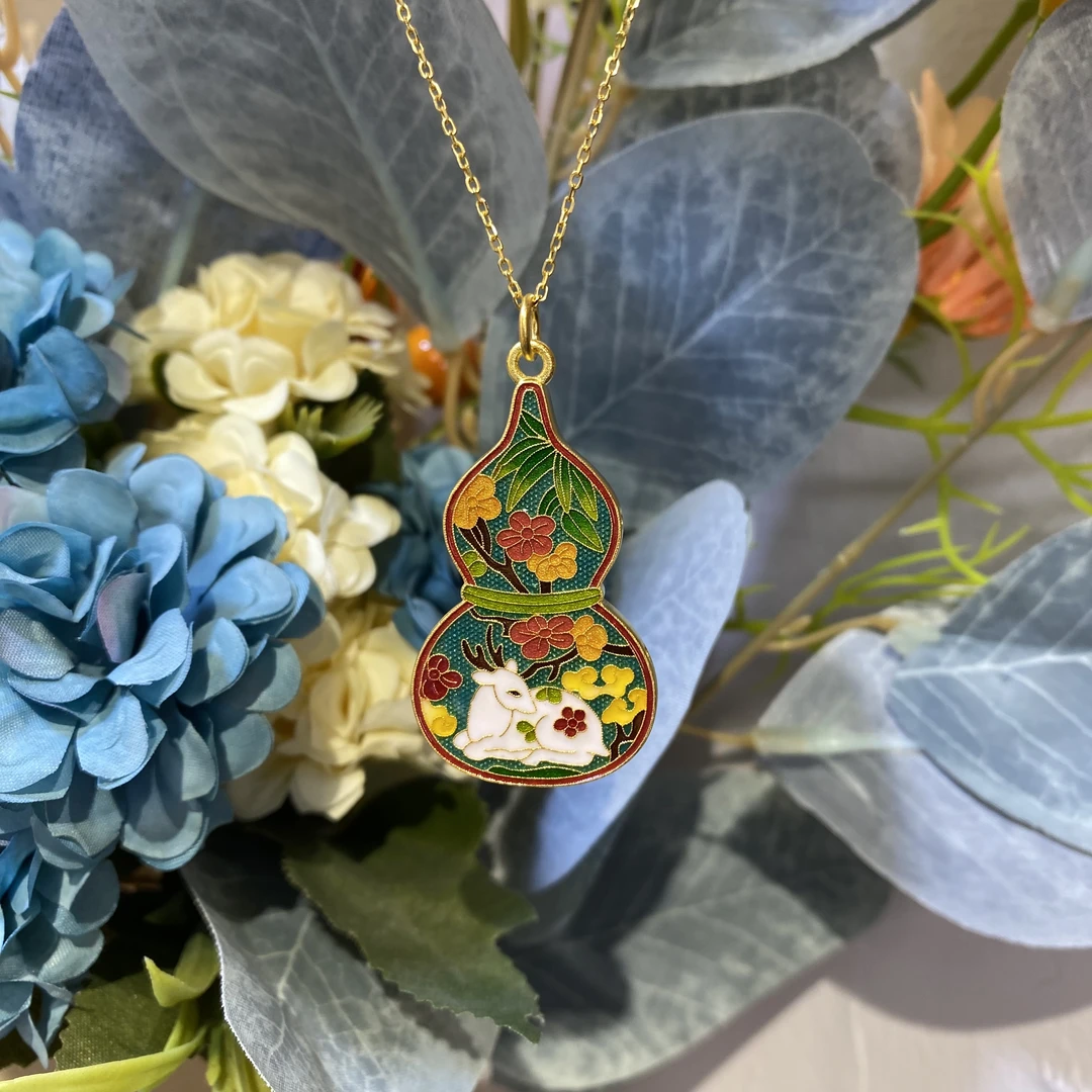 足金999烧蓝九色鹿葫芦吊坠不含链(13.05克)