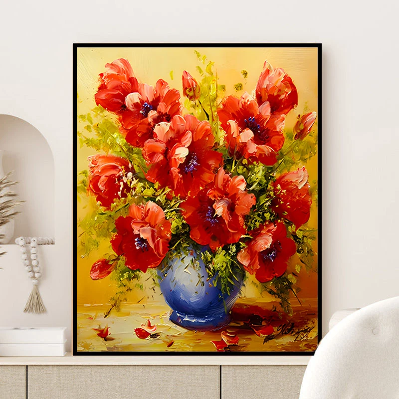 花开富贵DIY手工钻石画粘贴解压十字绣风景花卉客厅家居装饰画