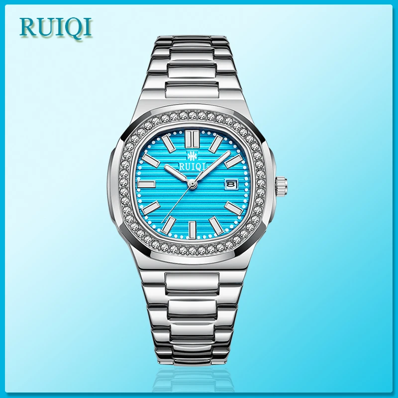 瑞士注册品牌RUIQI鹦鹉螺系列自动摆陀双机芯男士腕表6602蓝