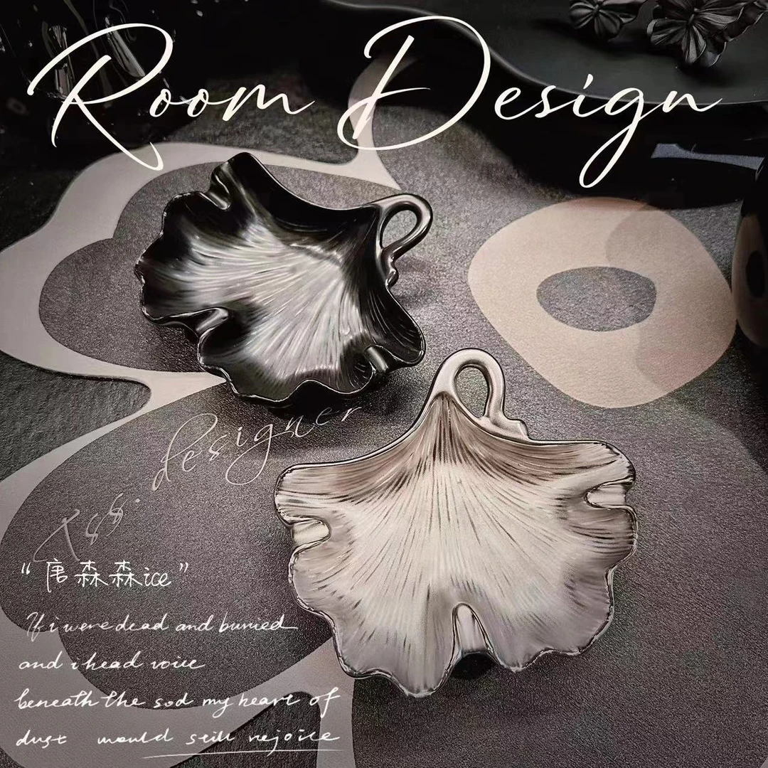 【唐森森设计】创意银杏叶陶瓷调味蘸料碟餐桌桌面装饰摆件