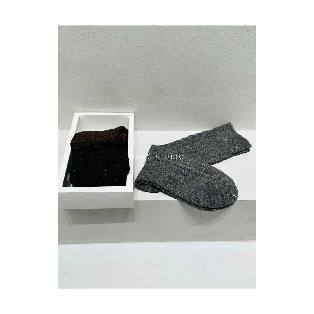 星空点纱袜.三色拼盒.羊.毛.袜子K4974