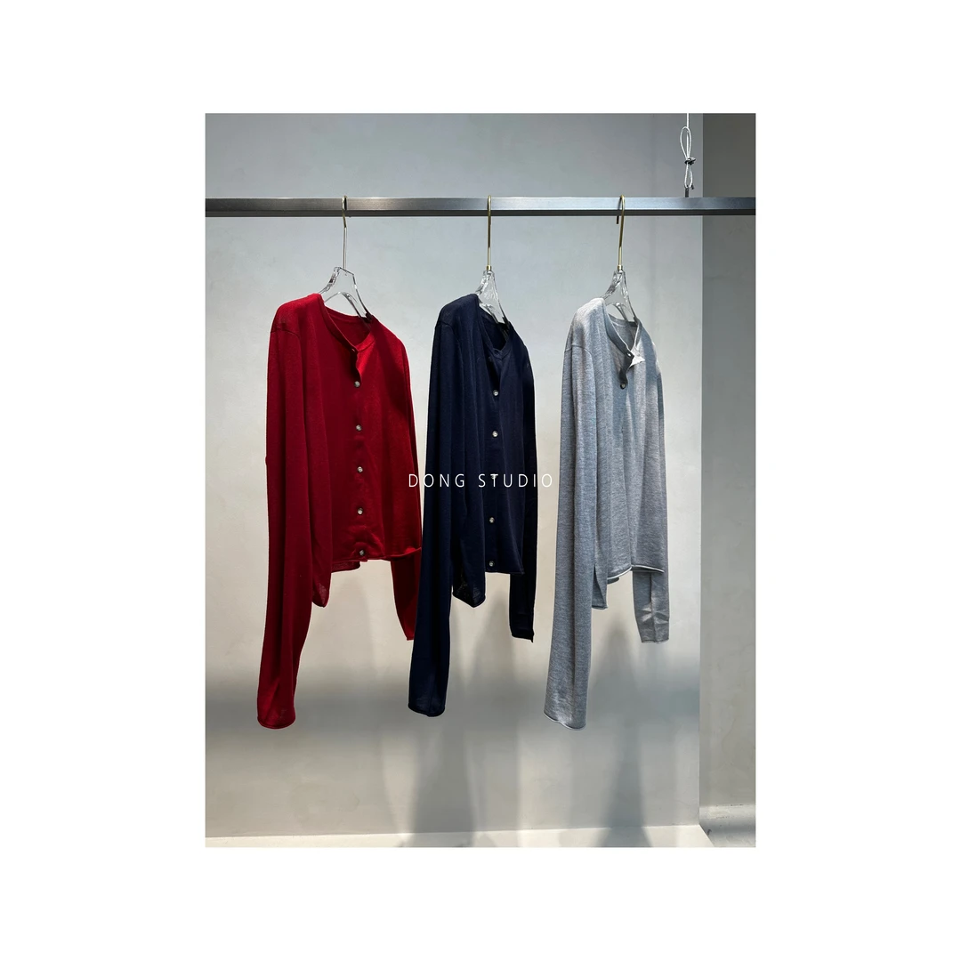 捡漏价*精巧卷边美丽诺羊毛混纺开衫I4083