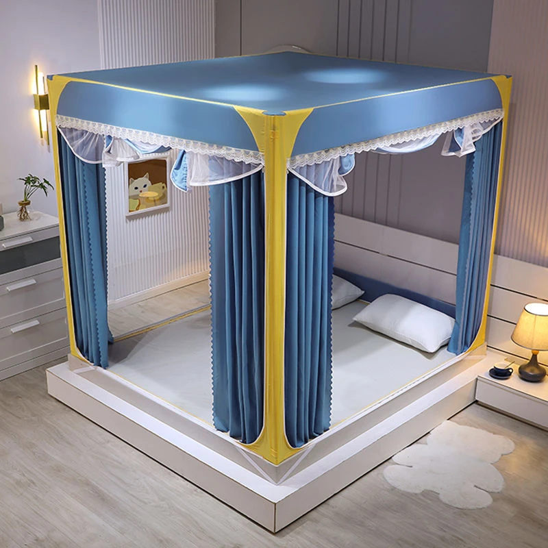 2024高端新款床幔蚊帐床帘一体式双层坐床式儿童防摔家用卧室遮光