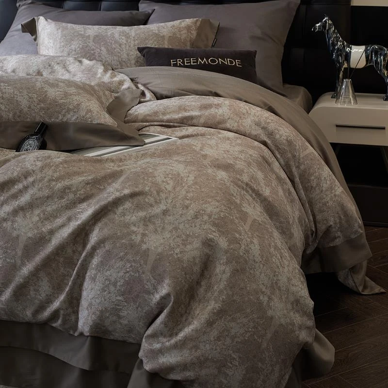 轻奢秋冬120S磨毛四件套纯棉复古美式被套床单款加厚保暖床上用品