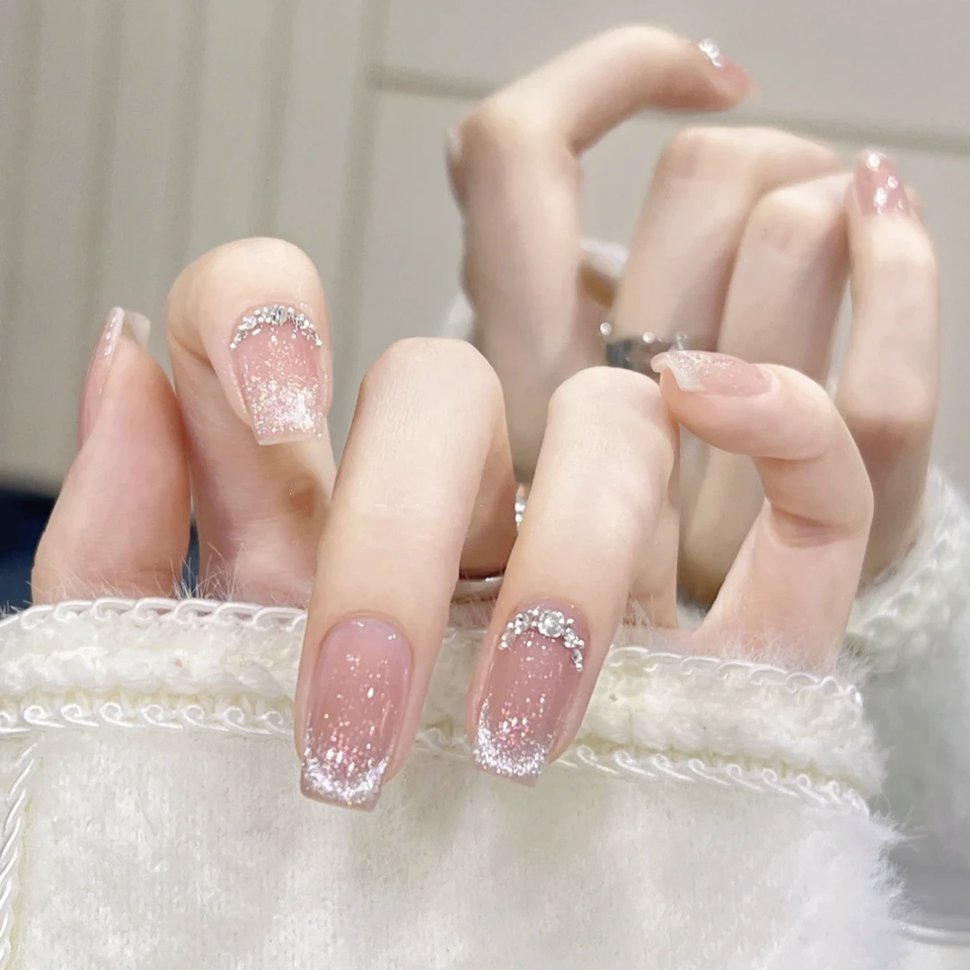 JohonGirls'/琴岛小嫚【樱花如约】夏日渐变猫眼气质美甲手工穿戴甲