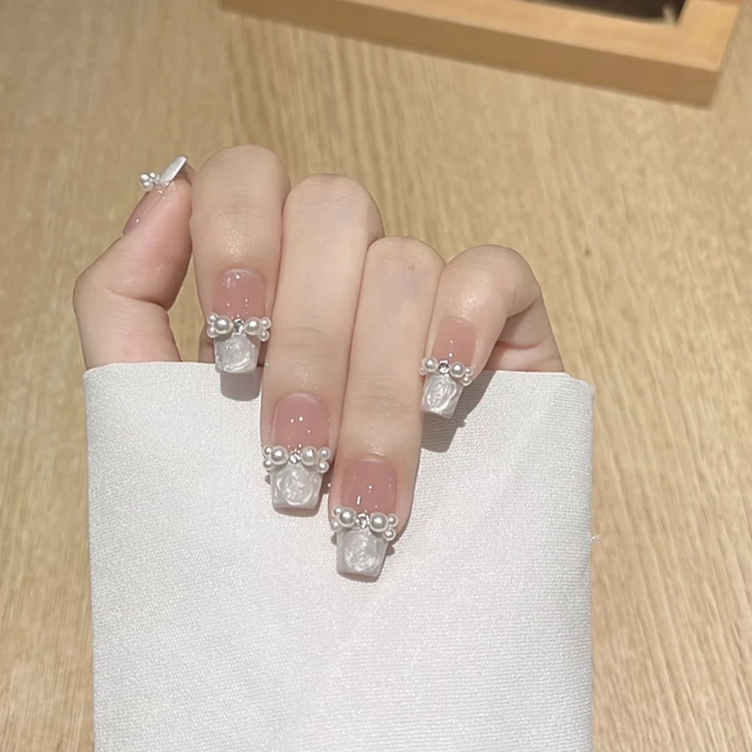 JohonGirls'/琴岛小嫚【 贝母法式 】夏季美少女贝母螺纹手工穿戴甲