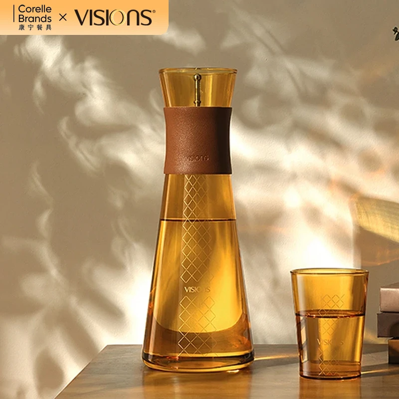 康宁VISIONS鎏金沙漏冷水壶冷萃1.3L大容量琥珀轻奢家用耐热水壶