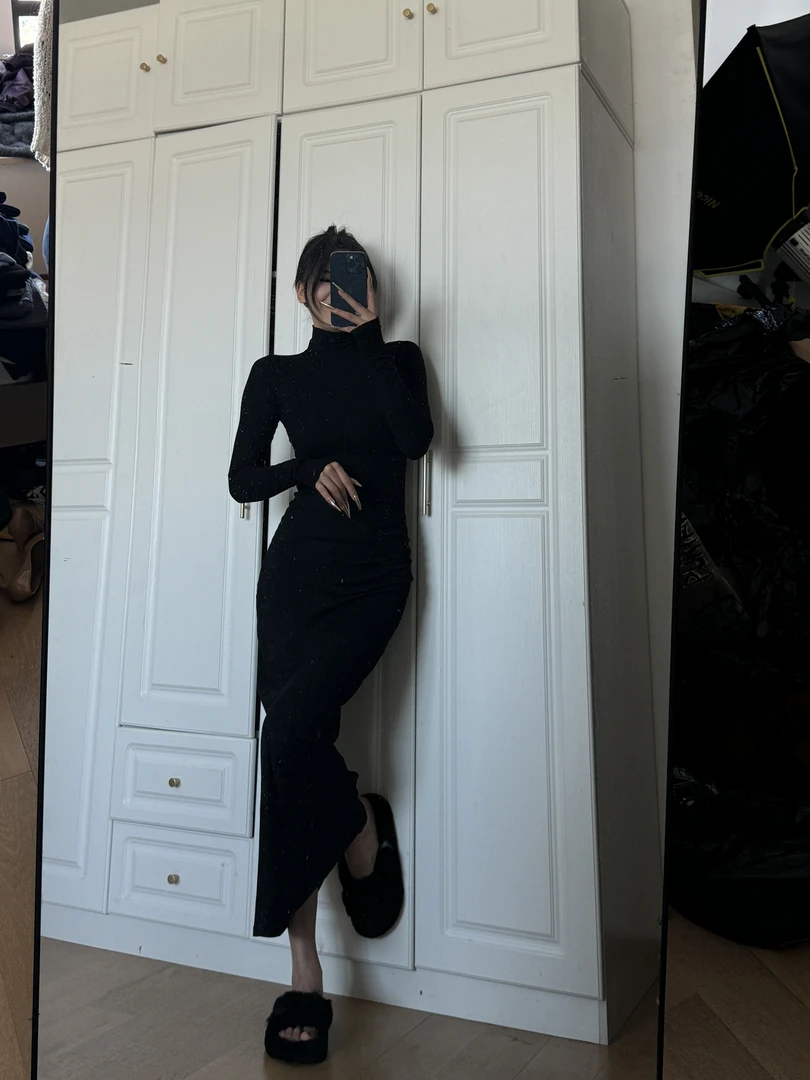 【Glozzzz】颓败天使 辣妹高级感内搭半高领打底连衣裙1009-1