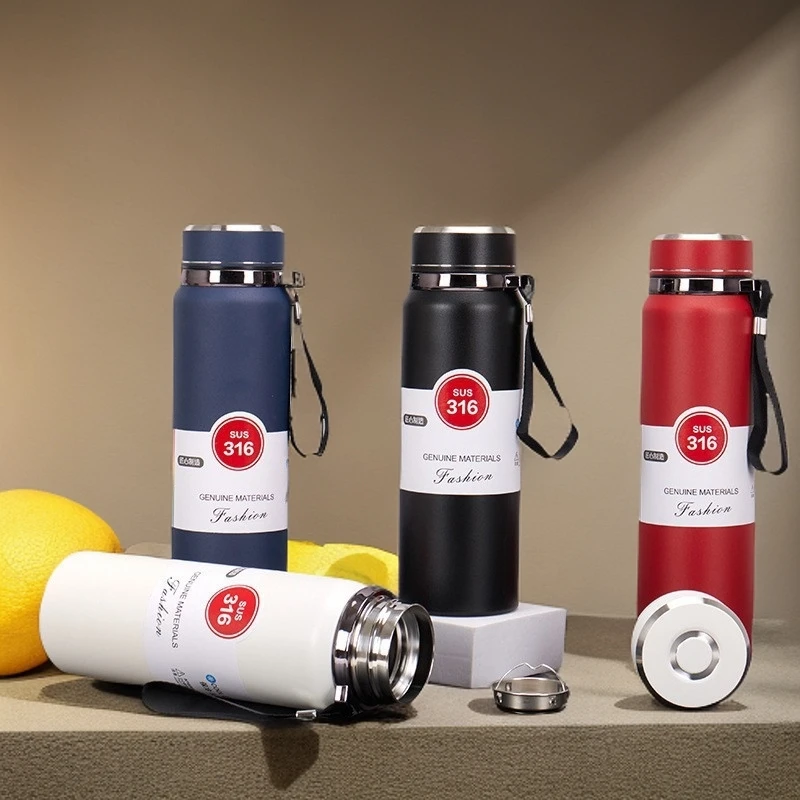 爆款车载316不锈钢保温杯户外带提绳真空大容量便携商务创意水壶