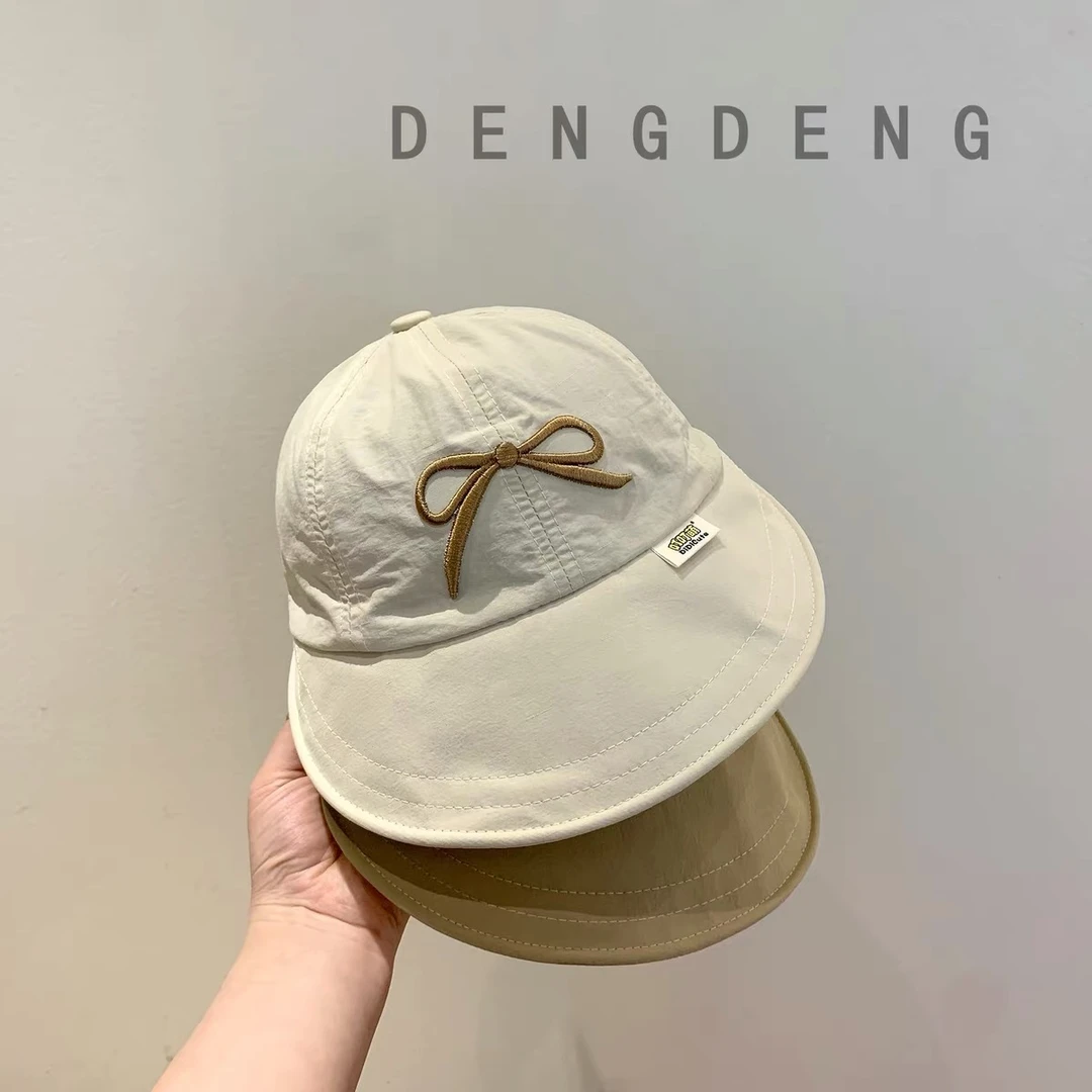 婴儿可爱蝴蝶结速干遮阳帽夏季宝宝大檐鸭舌帽男女儿童防晒太阳帽