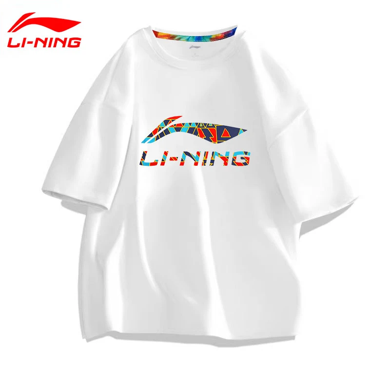 李宁短袖女t恤男百搭夏季2025情侣半袖圆领上衣纯棉文化衫运动T恤