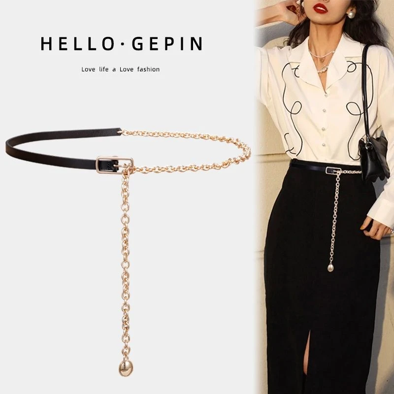 细腰带女金属黑色腰链ins潮毛衣装饰西装配连衣裙子衬衫收腰
