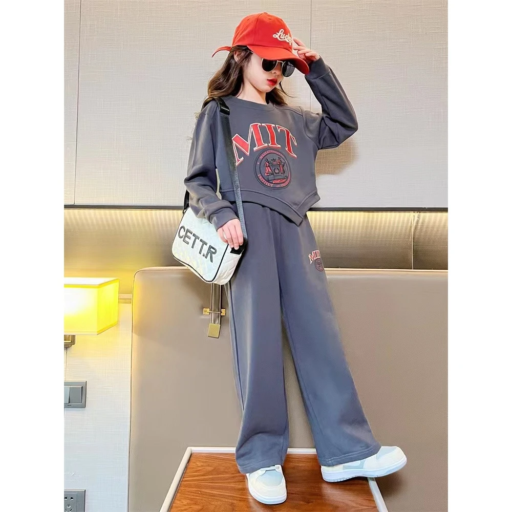 女童套装春秋2023新款儿童秋季洋气时髦童装大童网红女孩卫衣秋装