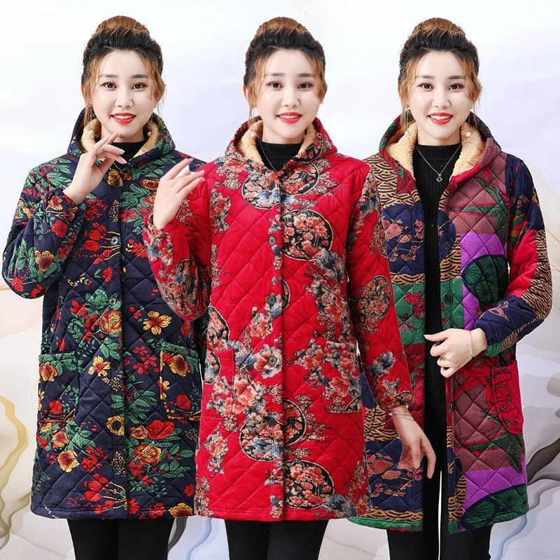 棉服罩衣灶衣长装加绒大人女新款干活穿的工作服冬季做饭工作特厚