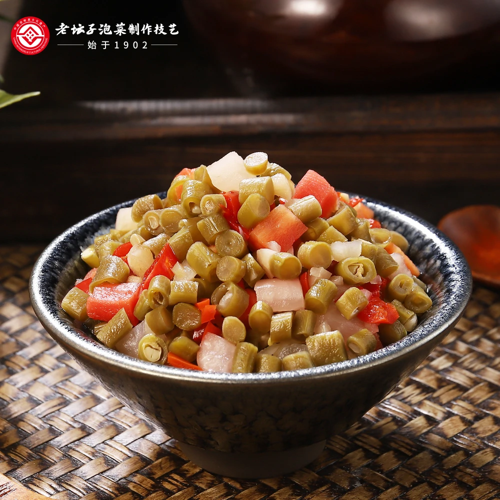 老坛子活泡菜脆小粒(酸脆豇豆)酸豆角下饭菜四川泡菜酸爽68g*5袋