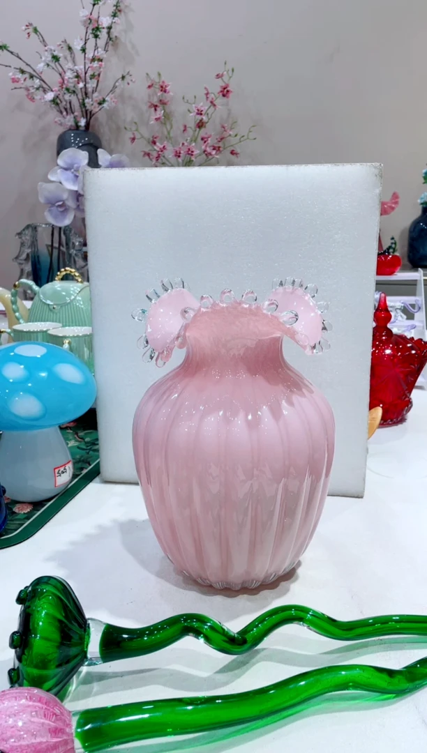 【闪购商品】琉璃手工艺品 粉色 水滴花瓶