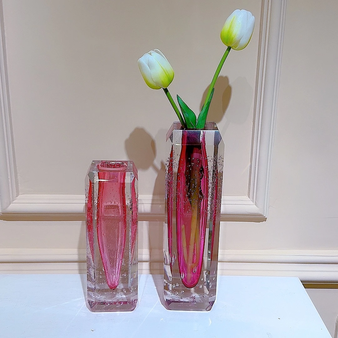 欧式玫瑰紫高档网红创意琉璃花瓶摆件