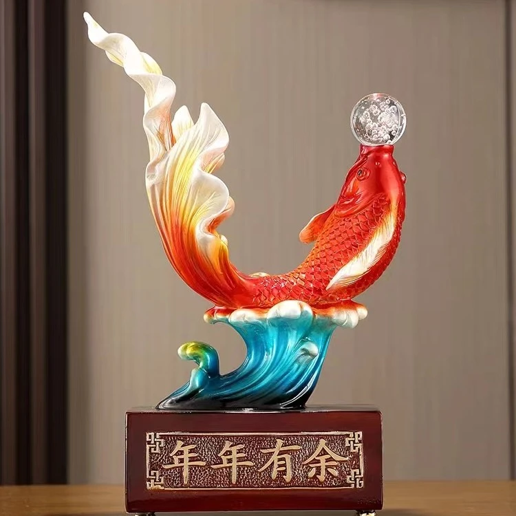 年年有余鲤鱼招财摆件家居客厅酒柜装饰品乔迁新居办公桌开业礼物