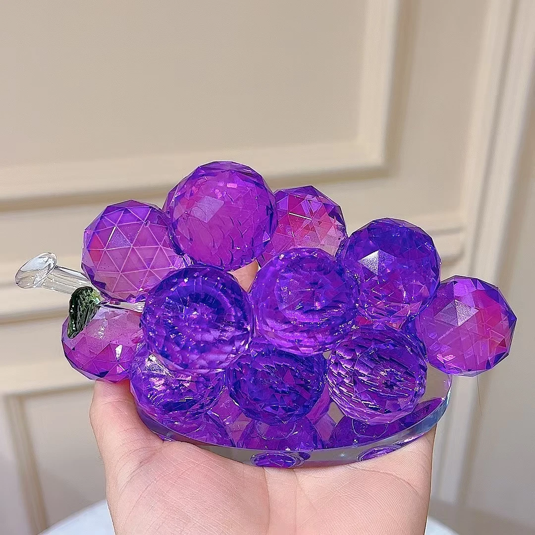 紫水晶葡萄摆件工艺品客厅酒柜创意装饰品摆件乔迁新居水晶摆件