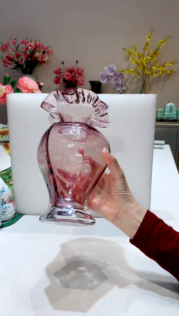 【闪购商品】琉璃手工艺品高款紫色透明芬顿花瓶