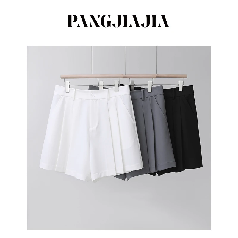 【胖佳佳】热力感 压褶短裤夏季高腰显瘦百搭直筒裤子H624N10282