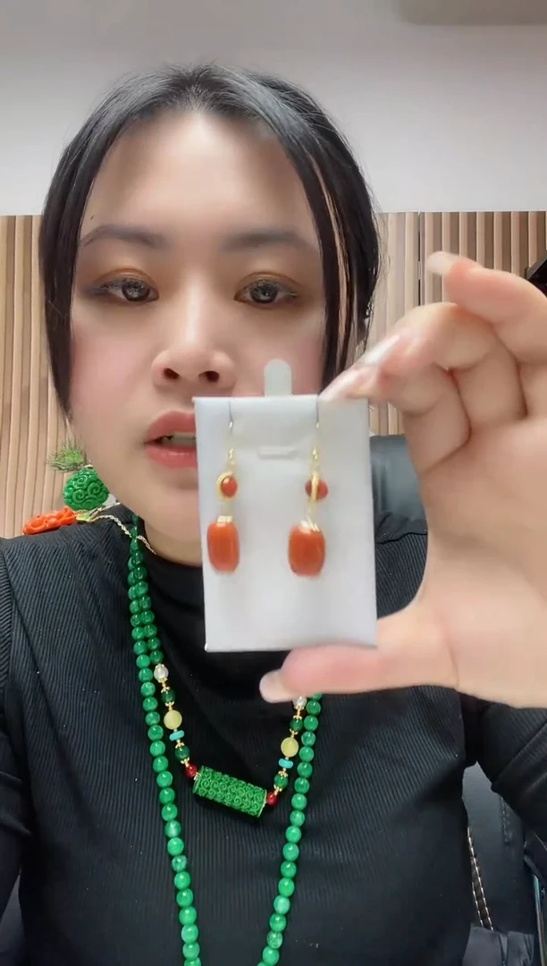 【闪购商品】玛瑙/玉髓耳钉合金889