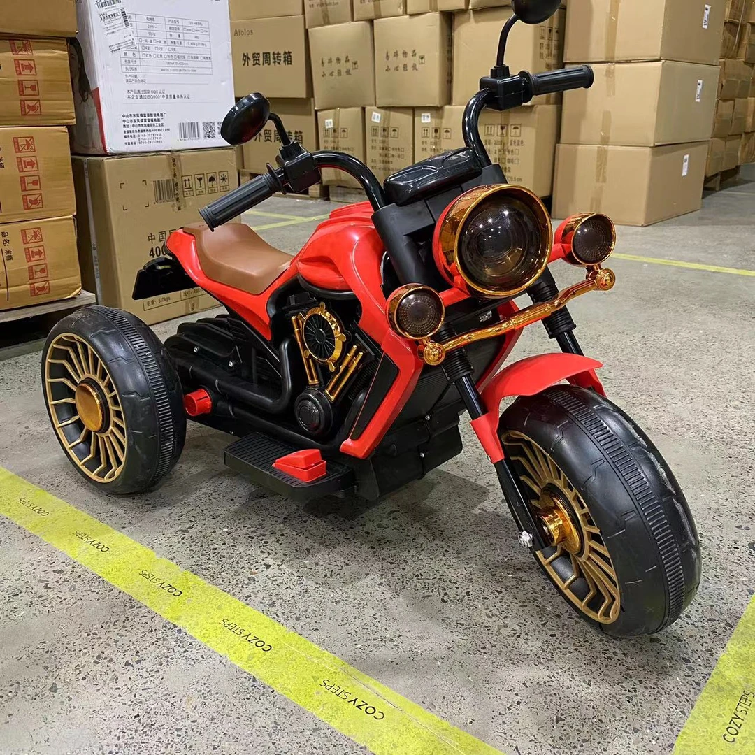 【粉丝专享】儿童电动摩托车 复古宝宝三轮车汽车双驱可坐人