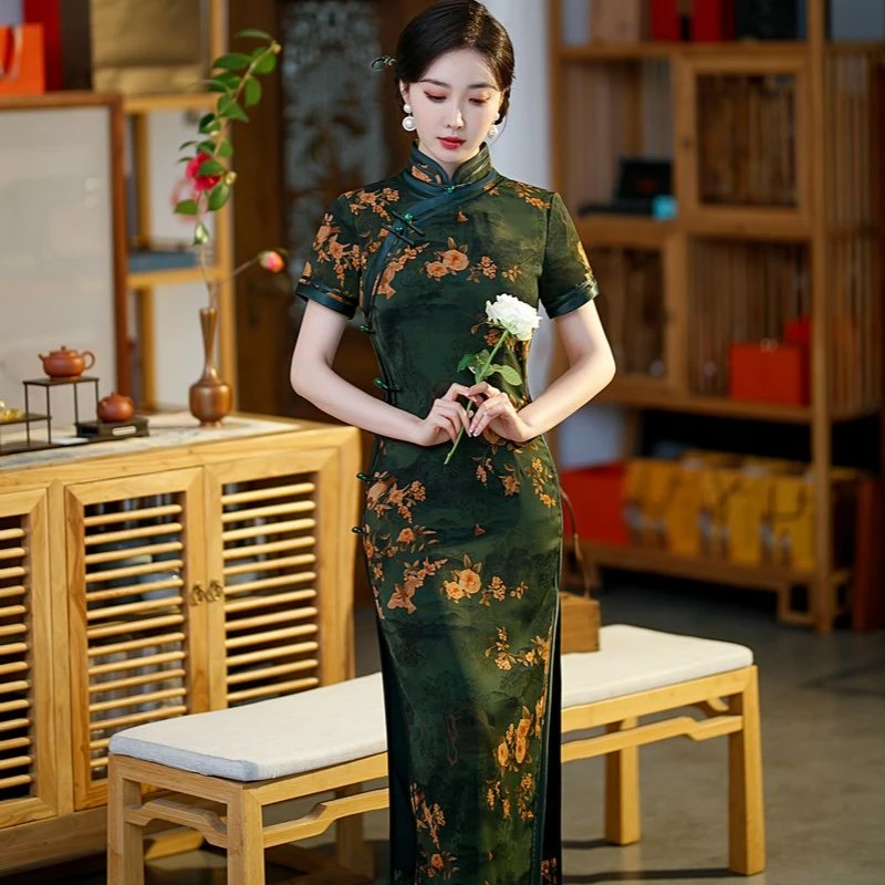 23122 长款 秋海棠 高端国风气质旗袍 长约125cm