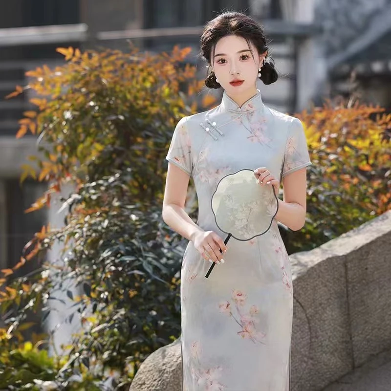 24030 中长款 清梦 优雅气质修身显瘦中国风旗袍 长约105cm