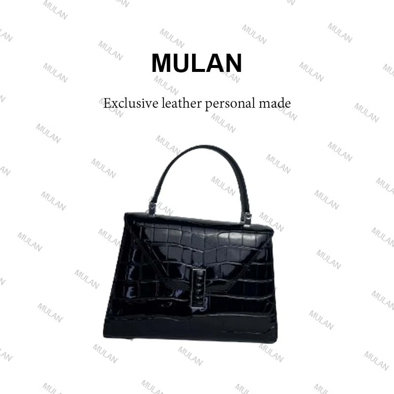 【沐澜】2024夏季新款手工真皮高定女包8990-2A黑色气质轻奢时尚