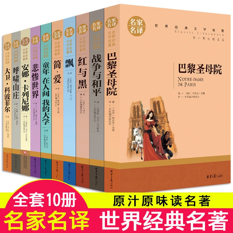 世界十大名著名家名译系列经典名著巴黎圣母院飘中小学课外阅读书