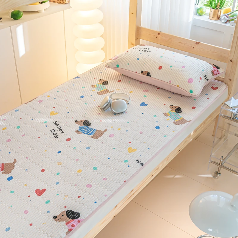 全棉学生宿舍专用软垫床单夹棉套件榻榻米炕盖机洗防滑可折叠床单