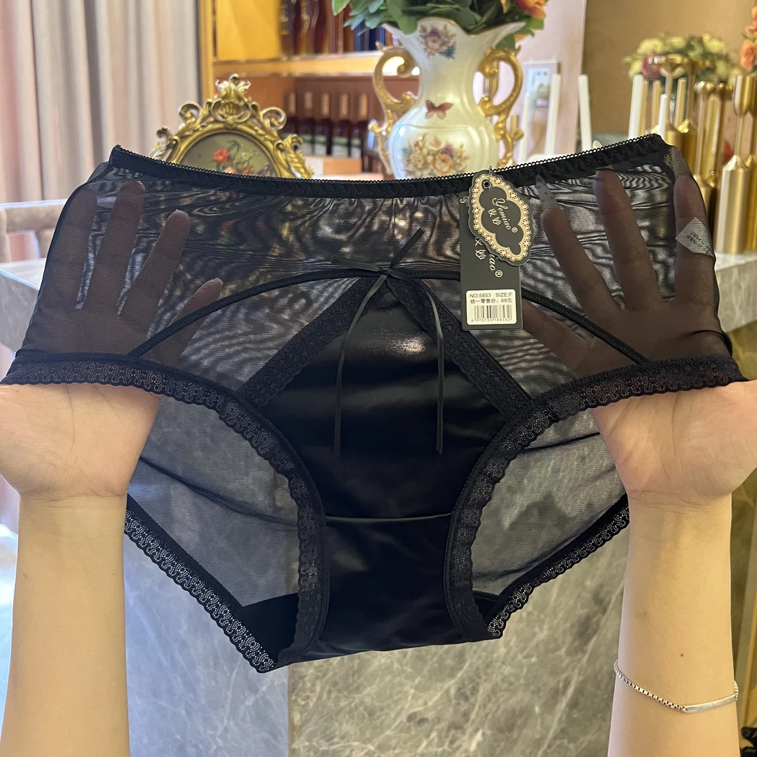 7A棉裆蕾丝女士黑色内裤 性感无痕高腰透气三角裤黑色内裤女