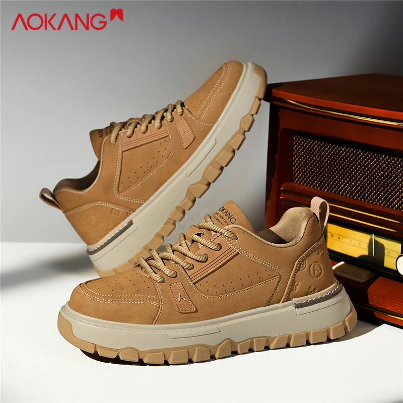 Aokang/奥康男鞋冬季时尚潮流百搭板鞋男士防滑耐磨户外休闲潮鞋