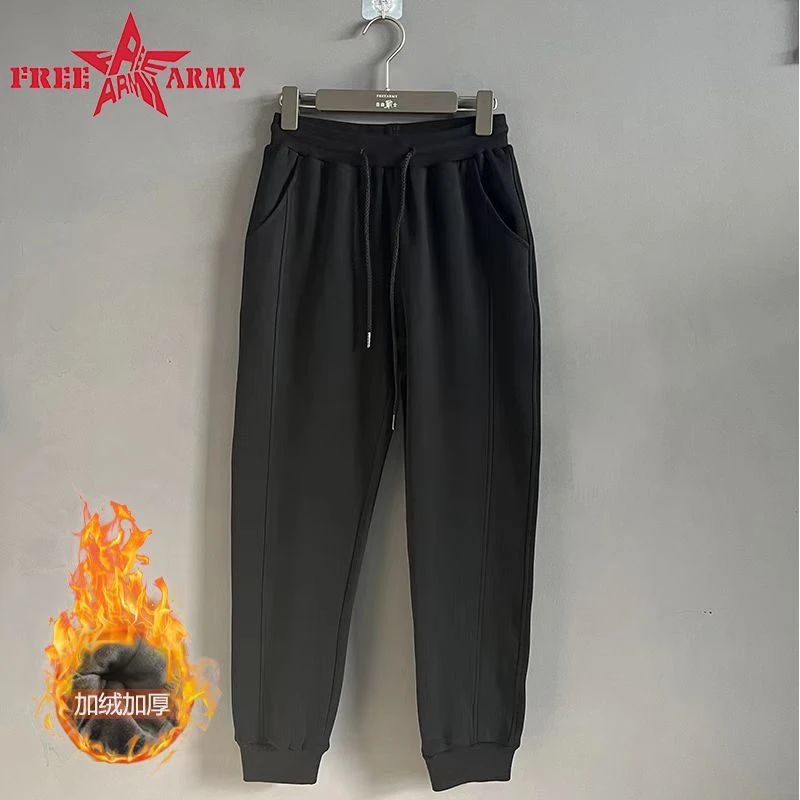 情侣休闲加绒裤女士休闲加绒卫裤秋冬厚裤子9817