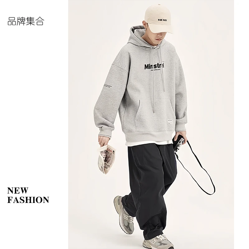 【Mins灰帽衫】青少年休闲百搭加绒加厚卫衣