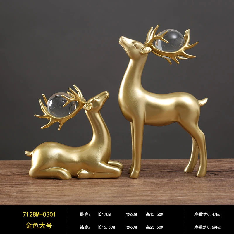 创意鹿摆件一对新中式家居客厅玄关装饰品招财梅花鹿乔迁新居礼品