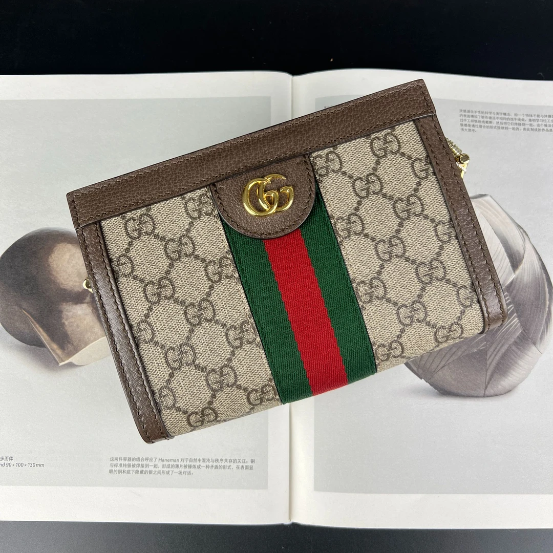 99新 GUCCI/古驰 老花夹子包