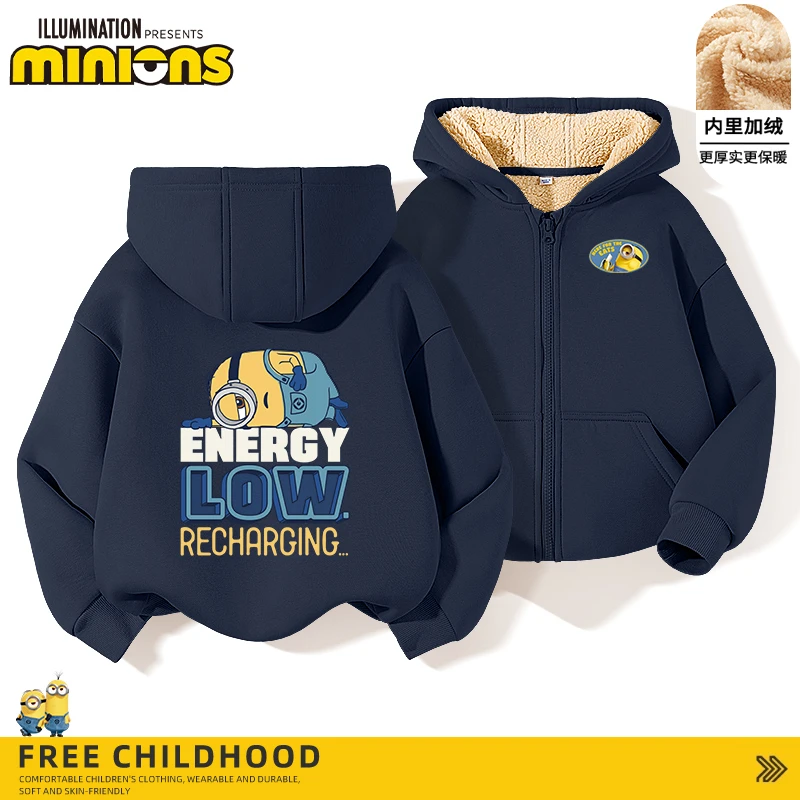 小黄人童装男童外套2025新款儿童冬款加绒加厚上衣大童羊羔绒冬装