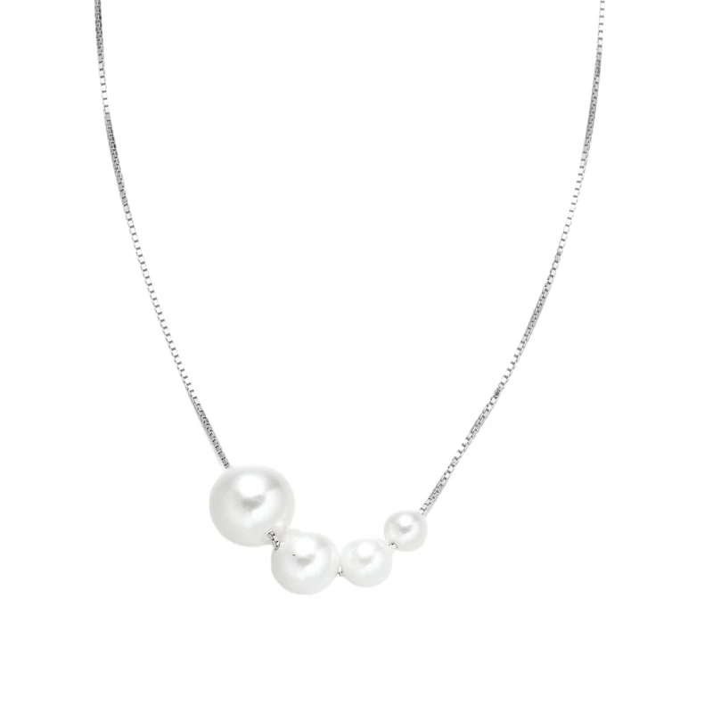 坠链均925银仿珍珠 HXL1668【人鱼心事】银女百搭44CM四珠珠项链