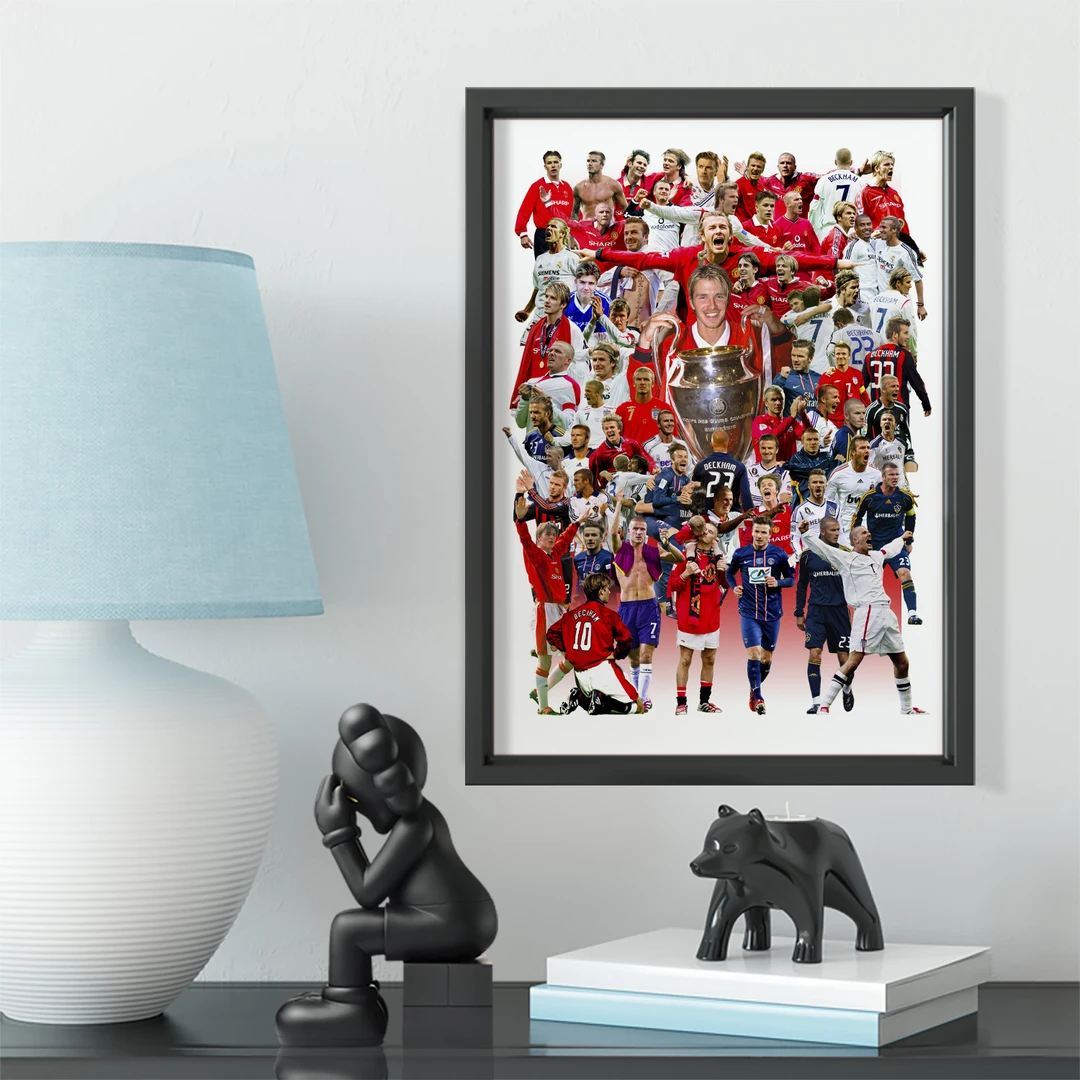 皇马小贝生涯拼接款实木装饰相框照片墙桌摆挂框摆件酒吧红魔