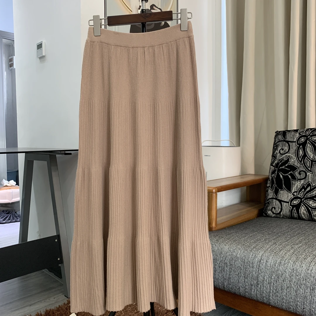 7968 清姐严选 新款时尚大摆软糯气质休闲针织显瘦半身裙