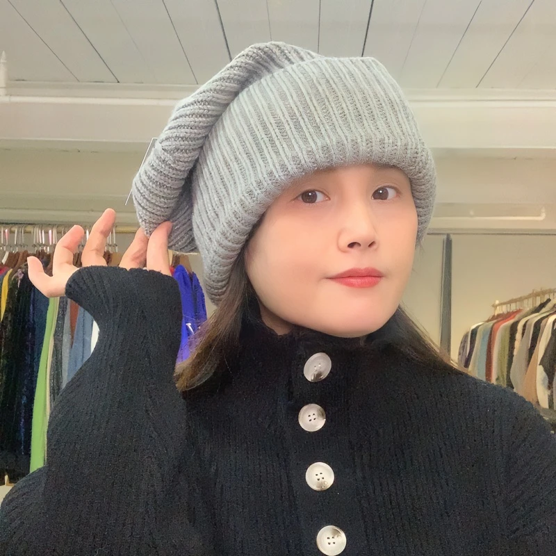 055 祺欣家 秋冬韩版气质百搭堆堆帽时尚简约风保暖休闲帽