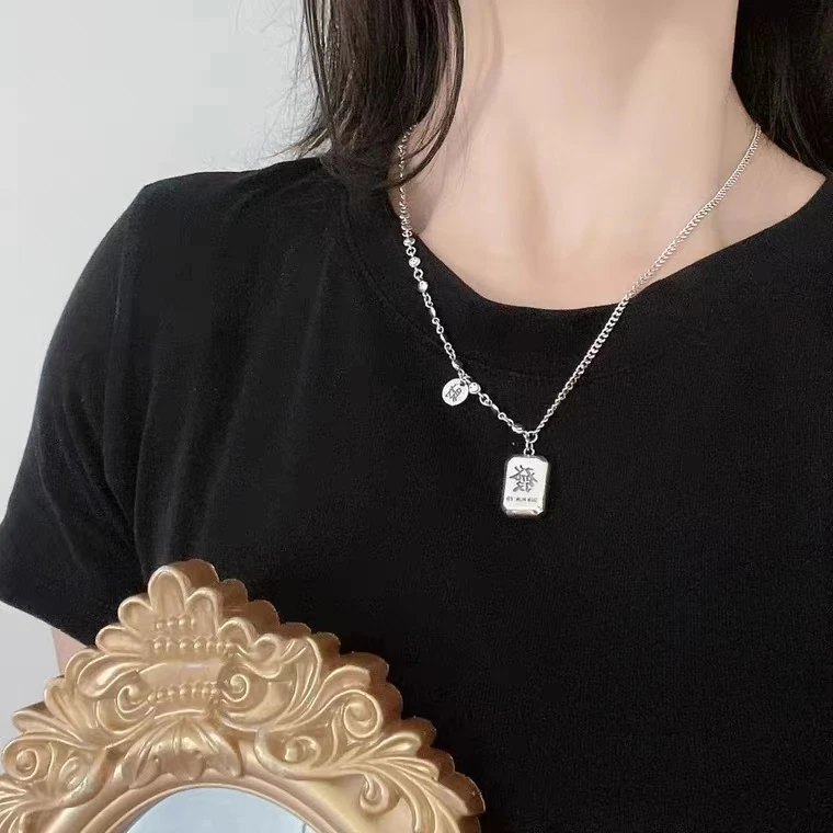 坠链均925银 【艾比银】S925银发财笑脸项链