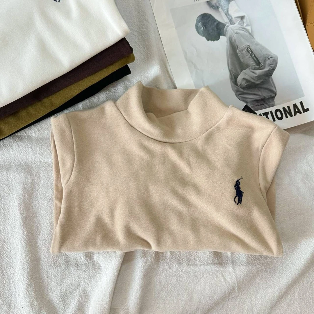 【返场福利】杏色儿童软糯棉打底衫秋冬保暖男女宝宝长袖中高领刺绣