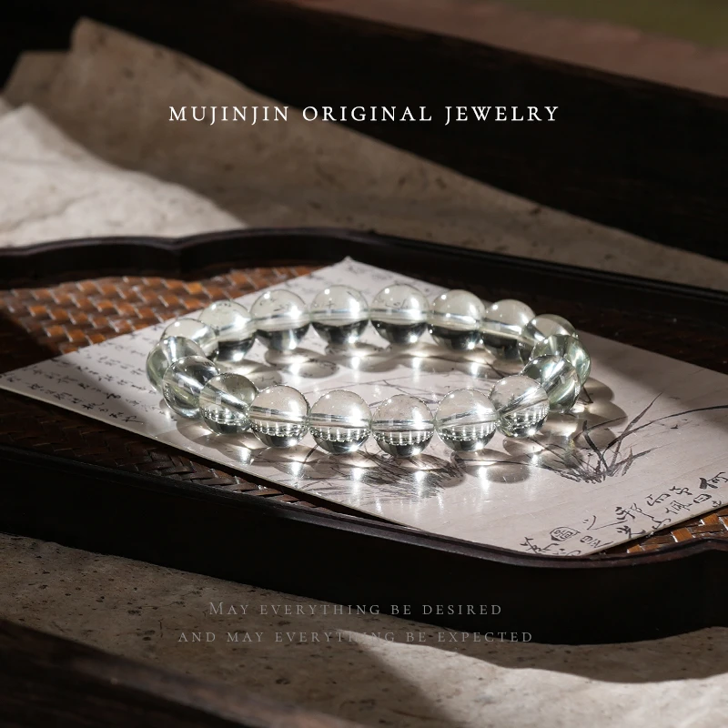 【木槿槿】天然绿水晶手串女款约11m串珠手链时尚轻奢