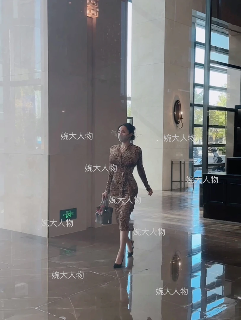 《豹纹》豹纹高弹力性感收腰系带连衣裙wwlq002