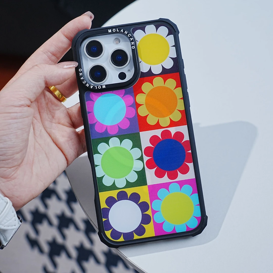 MOLANCANO磁吸七彩雏菊适用于苹果16promax/plus15防摔手机壳潮牌