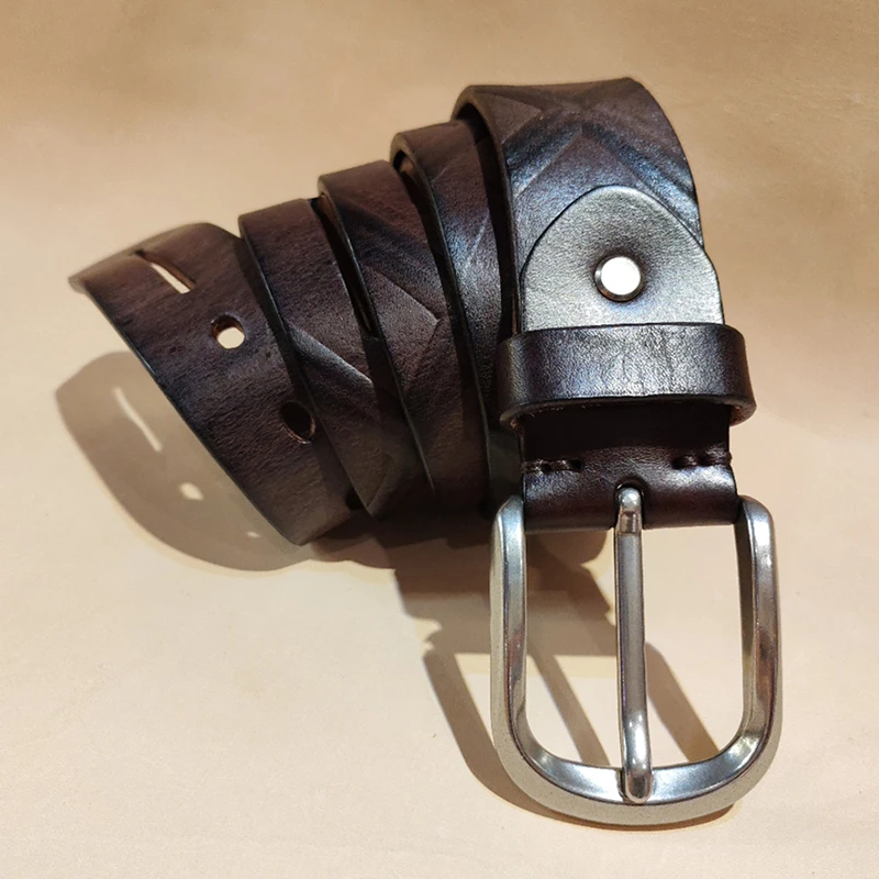复古高端头层黄牛皮腰带手工定制皮带潮流男士搭配腰带