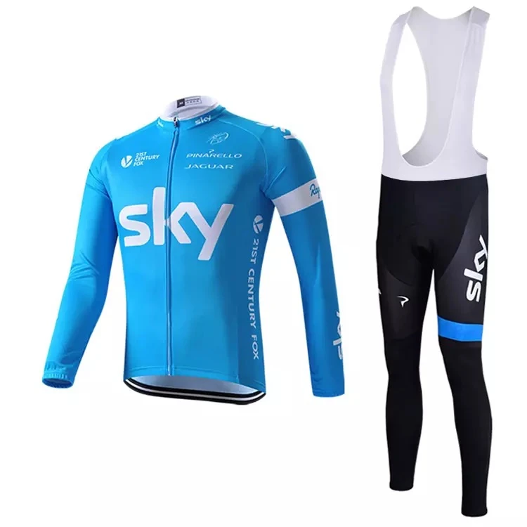 春秋季蓝色SKY山地自行车服户外专业骑行服长袖套装薄款透气 速干
